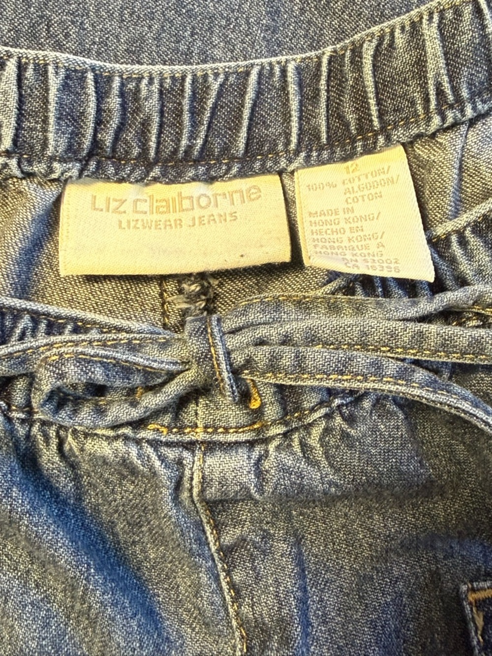 80’s-90’s Vintage Liz Claiborne Relaxed Denim Drawstring Wide Leg Jeans Size 12 - Picture 2 of 7